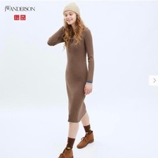 UNIQLO J.W.ANDERSON Rib Knit Dress Brown L