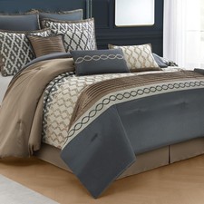 Luxury 10-Piece King Size Comforter Set in Grey Brown for All Seasons