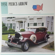 Pierce Arrow Car Picture Info Specs Collector Card Vintage Retro Decor