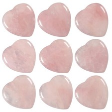 10PCS Heart Shaped Rose Quartz Cabochons Flatback Stone, Natural Crystal Love...