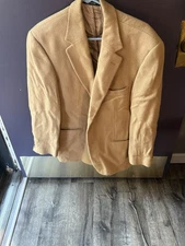 100% Camel Hair Jacket Small Hole In Back Arm Length Is 24”  Measurements In Pic