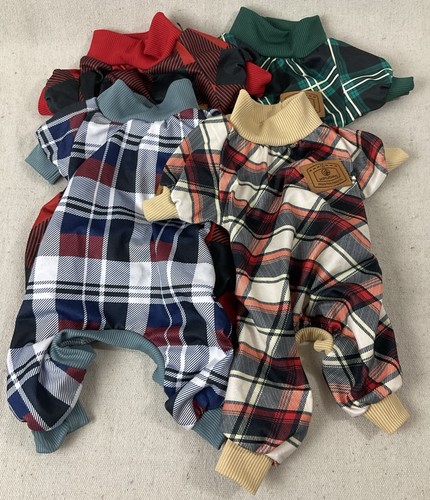 Lot Of 4  XPUDAC XS Plaid Dog Outfits Red Green Orange Blue