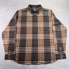 Kuhl Fugitive Flannel Shirt Mens Large Brown Plaid Button Up Long Sleeve Outdoor