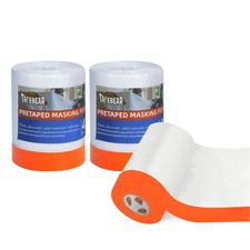 Pre-Taped Masking Film, 22" x 30Yards x 3Roll Plastic Sheeting Cover for Pain...