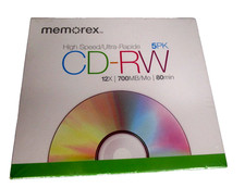 MEMOREX High Speed CD-RW 12x Data/700MB/80 Min 5-Pack Blank CD Disks SEALED 