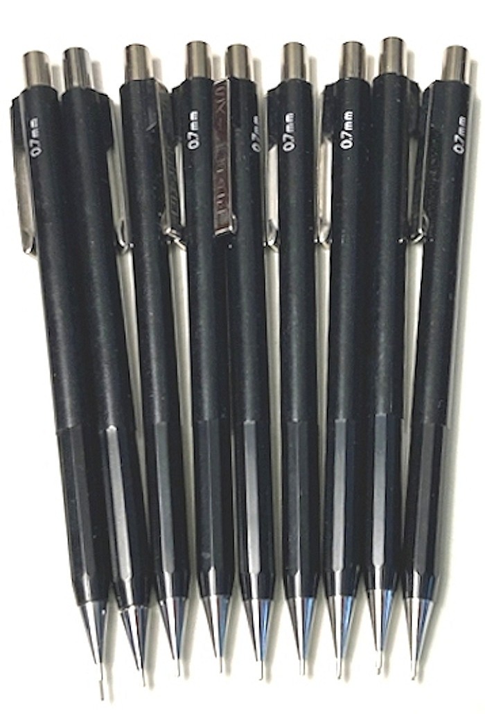 SKILCRAFT Mechanical Click Pencil Black 0.7mm Metal Pocket Clip Vintage 9 Pieces