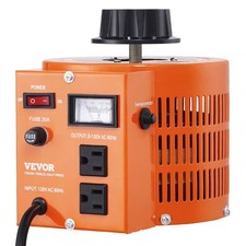 2000VA 15.3A Top-Knob Adjustable AC Transformer 0-130V Fused Regulator