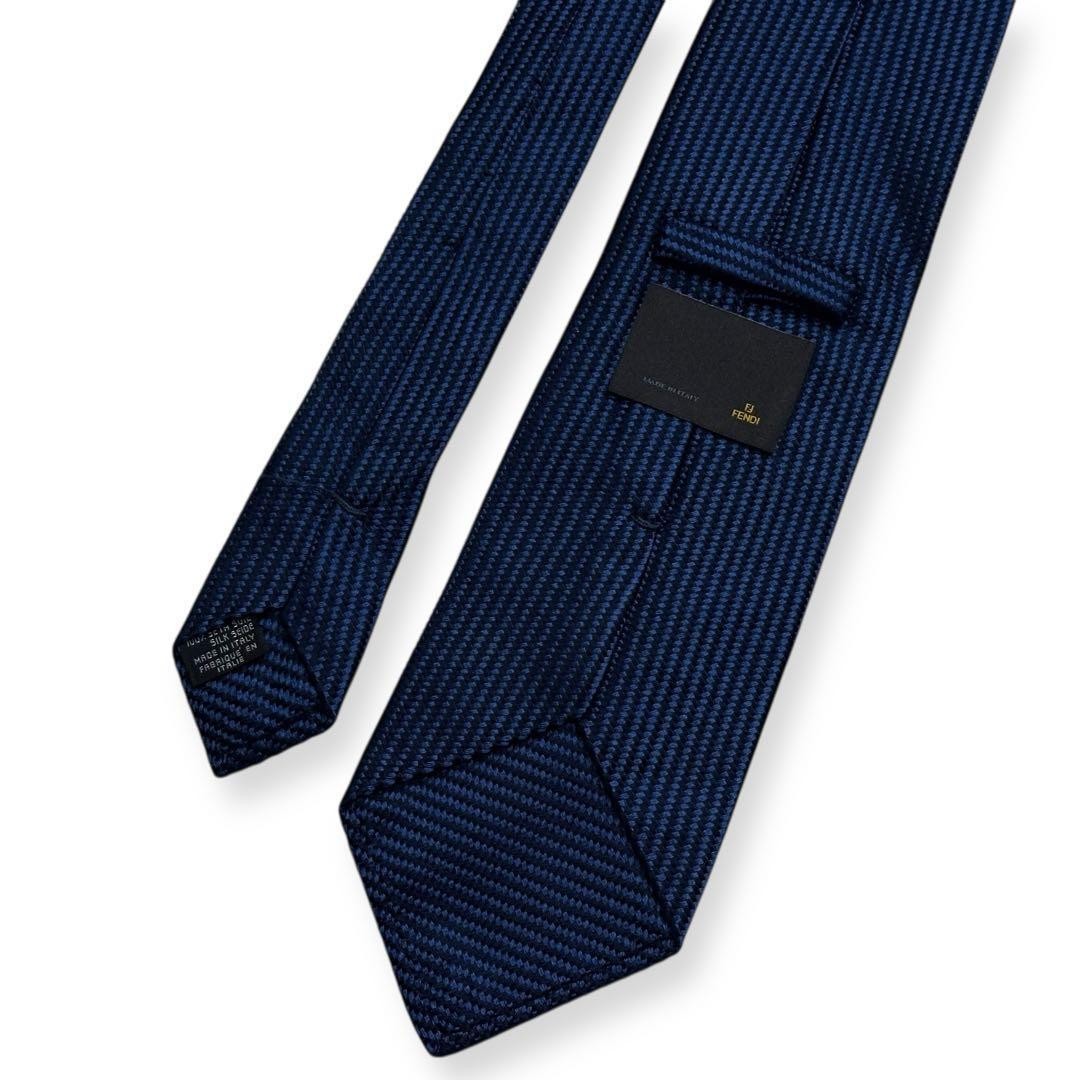 FENDI Silk Navy Jacquard Tie - Used Slight Wear 94cm Width thumbnail 7