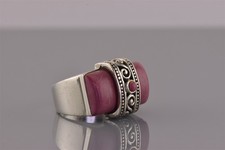 Sterling Silver Purple Pink Accented Scrolled Faced Band Ring 10g 925 Sz: 7