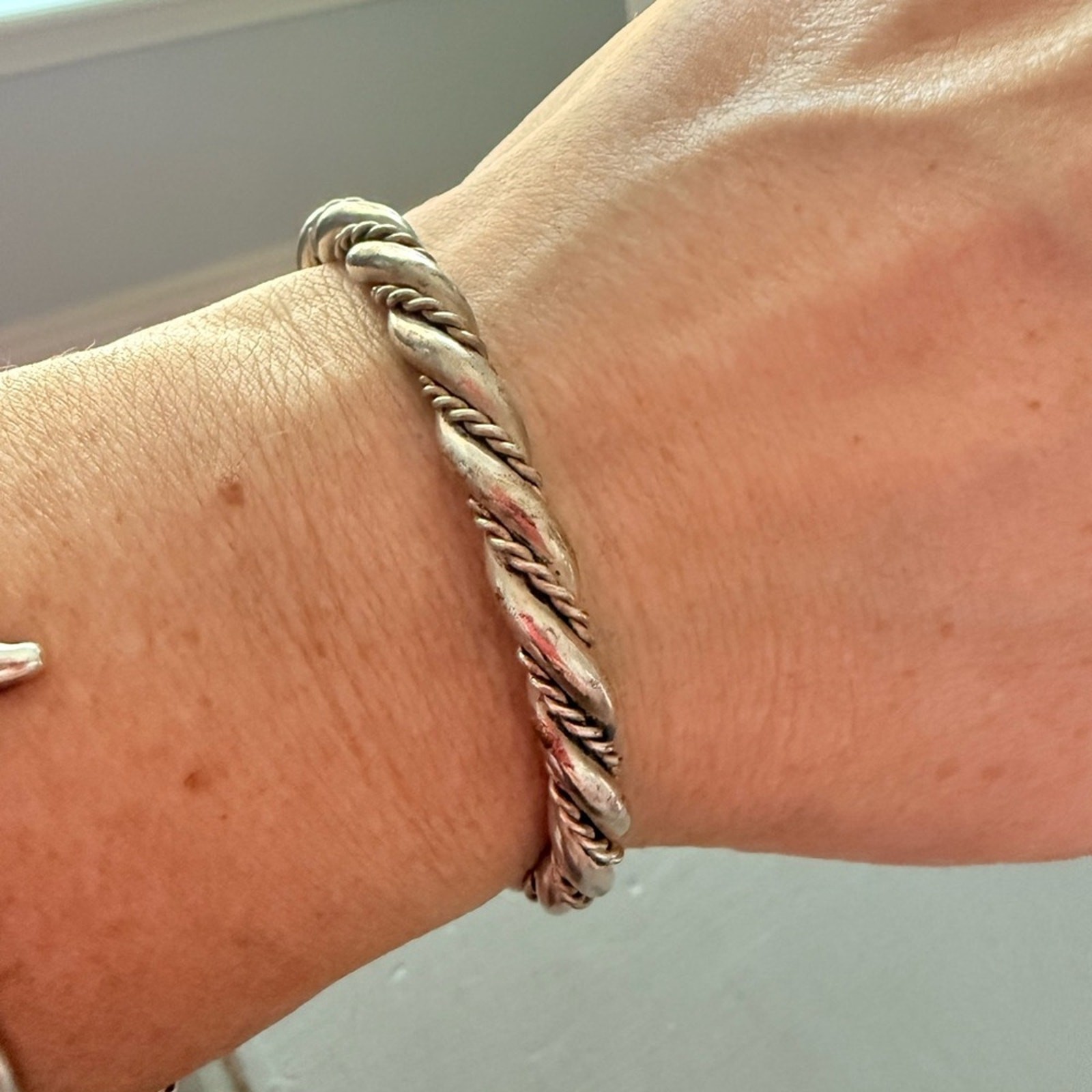 925 Sterling Silver Solid Thick Twisted Rope Cuff… - image 3