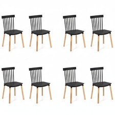 Set of 8 Windsor Dining Chairs with Spindle Backs and Curved Seats