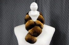 Luxury Chinchilla Fur Scarf with Nutria Fur Lining, Handmade in Japan, 60cm