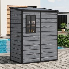 5x3,5x4FT Wood Effect Plastic Garden Shed Outdoor Utility Tool Storage with Door