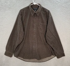 Croft & Barrow Shirt Adult XL Brown Geometric Pinwale Corduroy Long Sleeve Mens