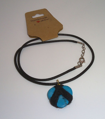 Handmade Dyed Howlite Heart Necklace Black Wrap Cord Pendant Boho Valentine Gift