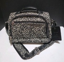 Diane Von Furstenberg Studio Signature Black Gray Carry-On Travel Bag Logo 9 13"