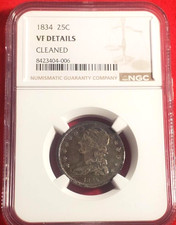 1834 Capped Bust Quarter VF Details -- Cleaned *955*