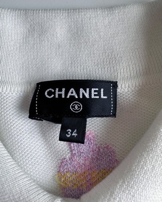 CHANEL ホワイト ポロシャツ 34 CHANEL 24P WHITE MULTICOLOR POLO COLLARED SHORT SLEEVE MINI DRESS