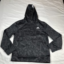 Adidas Youth Medium 10/12 Black Hoodie Kids Training All Over Print