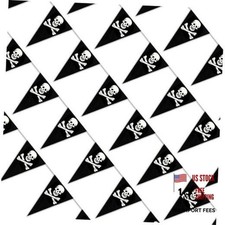 32.8 Ft 24 Pcs Pirate Banner Flag Pirate Party Decorations Black White Pirate