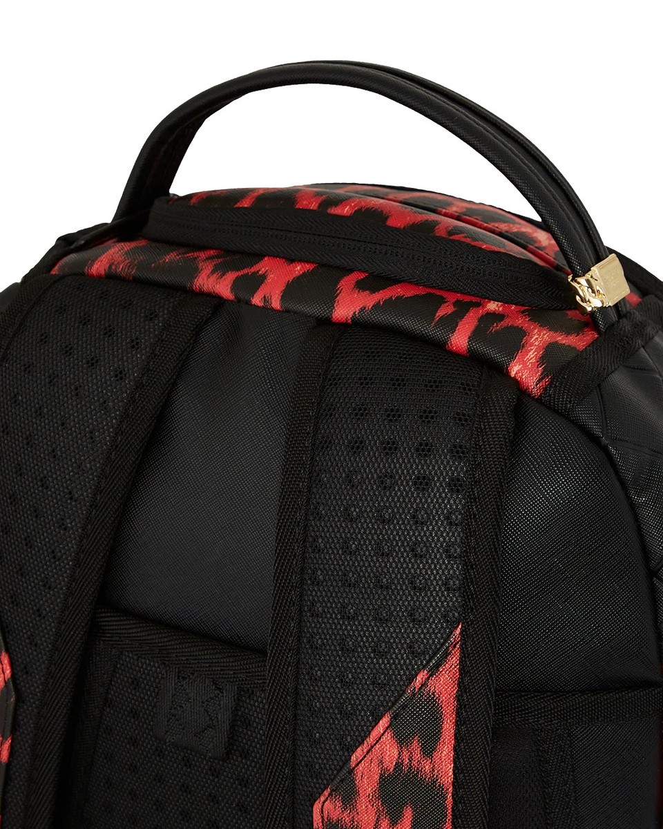Sprayground Red Leopard Puffer Backpack?New Black Bookbag 