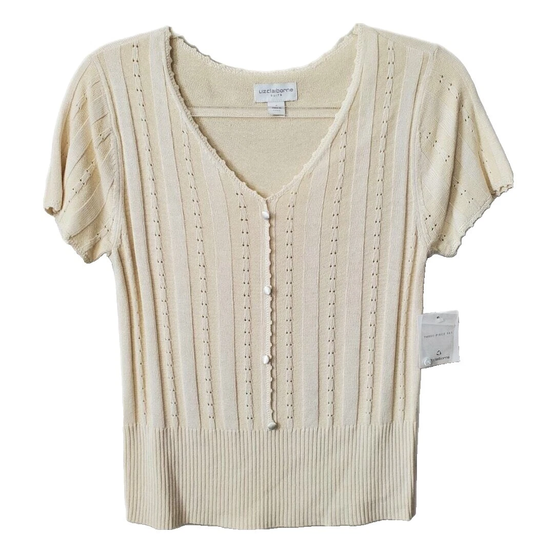 Suéteres sólido manga corta Liz Claiborne para Mujeres