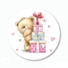 30 Teddy Bear Birthday Gifts Bear Scrapbook Stickers 1.5" Round Envelope Seals