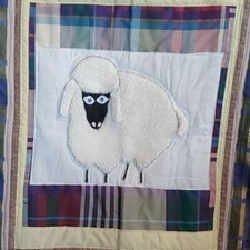 Adorable Handmade Baby Quilt Cute Raised Sheep Plaid Cozy About 44x53
