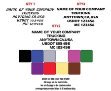 Pair SEMI TRUCK DOOR LETTERING DOT Number Vinyl Decals Sticker Custom Lettering