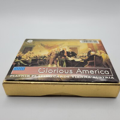 Vintage Piatnik Glorious America Playing Cards #2174 Poker Bridge 2 Sets & Box 
