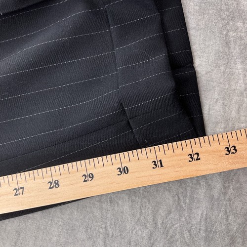 Chaps Suit Men 44S 35Wx 32L Black Pinstripe Pleat Classic Executive Cuff 2pc - Picture 16 of 21