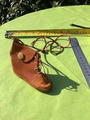 Alte 70er VINTAGE RETRO HELLBRAUN ECHT LEDER Holz PORTUGAL Hahn STIEFEL SCHUH Tasche Handtasche