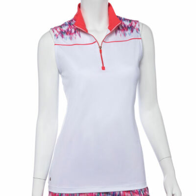 NWT EP Pro Shangri La Ladies SLEEVELESS BRUSHSTROKE 1/4 ZIP Golf Polo small or M