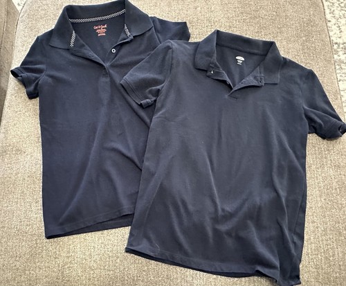 Girls School Uniform Polo Shirts Size XL 14-16 Lot Of 2 Navy Blue