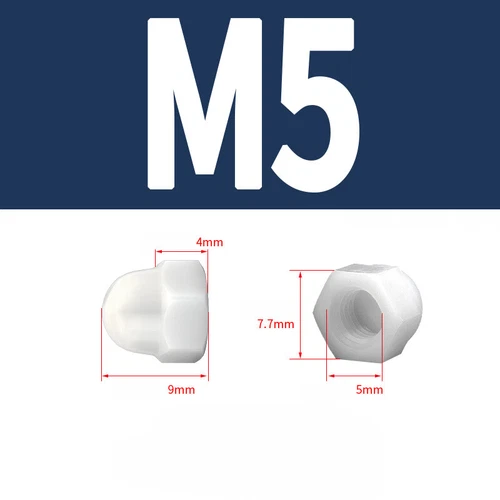 20* Nylon Hutmutter M3 M4 M5 M6 M7 hohe Form Nylon-Kunststoff Hutmuttern Muttern - Bild 4 von 7
