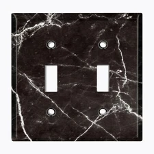 Metal Light Switch Cover Wall Plate Kitchen Marble Black Pattern Tile MAR001
