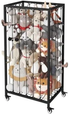 Stuffed Animal Storage Organizer with Wheels, Zoo Small, Black 