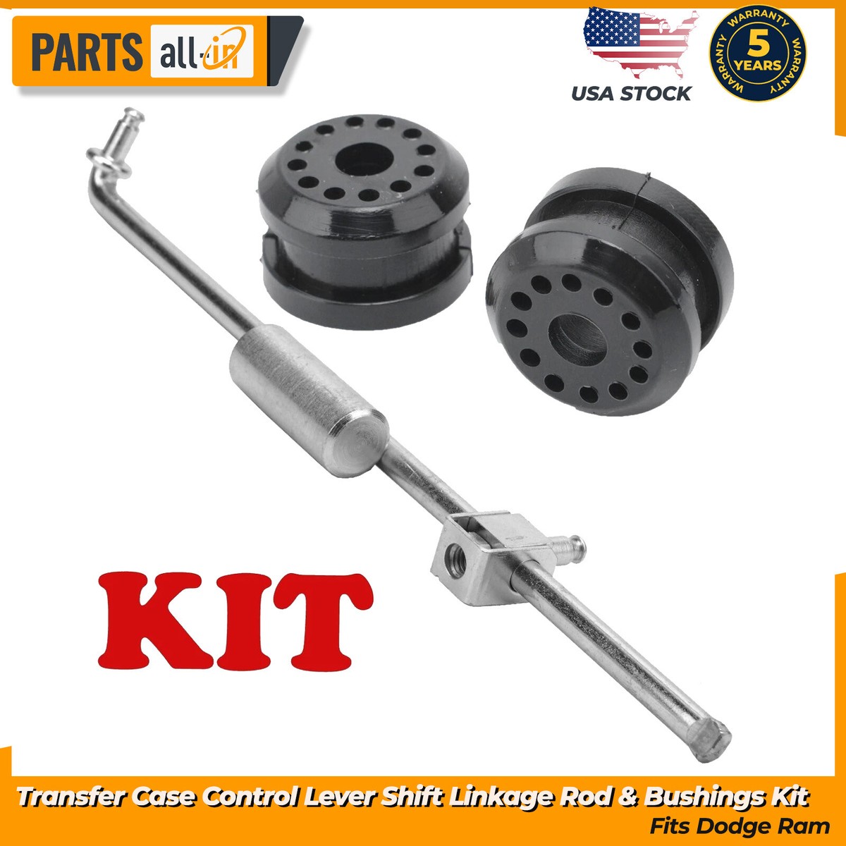 Transfer Case Control Lever Shift Linkage Rod & Bushings Kit for