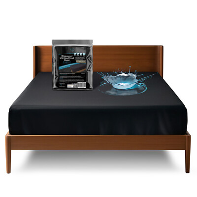 Eroticgel US KING Black Waterproof Fitted Massage Sheet 78'' x 80'' + 14''