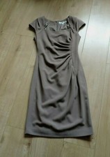 L.K Bennett Taupe Stretch Ruched Pencil Dress Occasion Business Office Smart UK8
