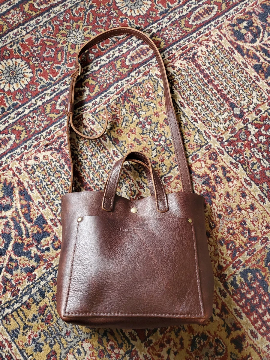 Portland Leather Goods Mini Crossbody Tote Dark Brown Mahogany