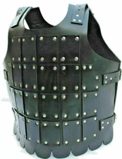 Medieval Black Leather Chest Armor | Knight LARP Cosplay Solid Costume Jacket