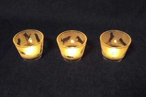 Border Collie Engraved Glass tea light holder set-Handmade dog lover gift candle - Foto 1 di 6