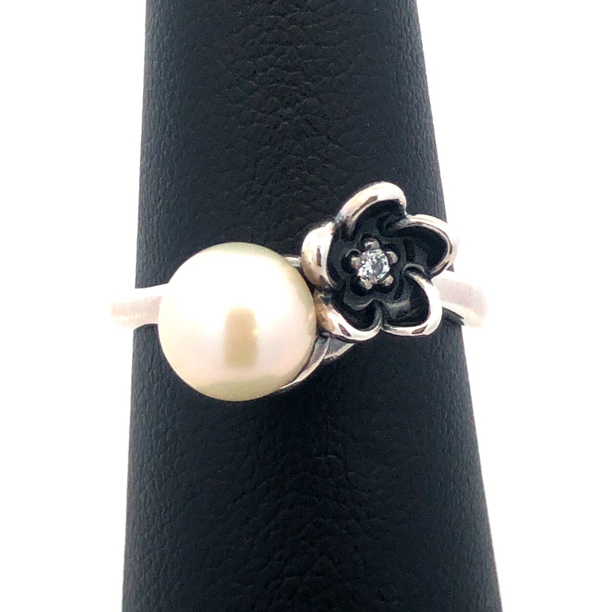 PANDORA ALE 925 Sterling Silver Cubic Zirconia Pearl Mystic Floral Ring  190924
