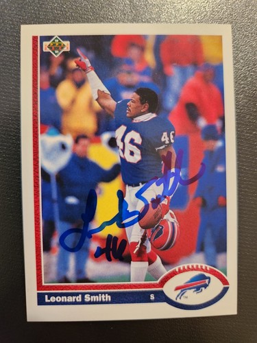 Leonard Smith Buffalo Bills 1991 Oberdeck #315 handsignierte Karte