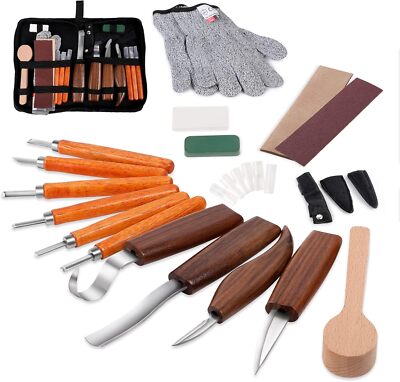 Wood Carving Tools Set,Detail and Hook Carving Knife Kit for Beginners,Trimmi...