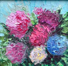 Pink flowers oil Original  painting Botanical artwork