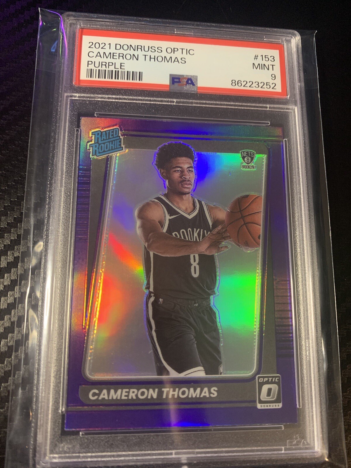2021-22 Donruss Optic Cameron Thomas Purple Prizm Rookie 153 - PSA 9