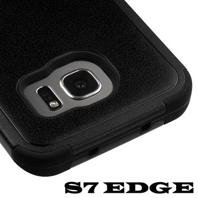 For Samsung Galaxy S7 Edge - FULL BLACK Hybrid Armor Shockproof Skin Case Cover