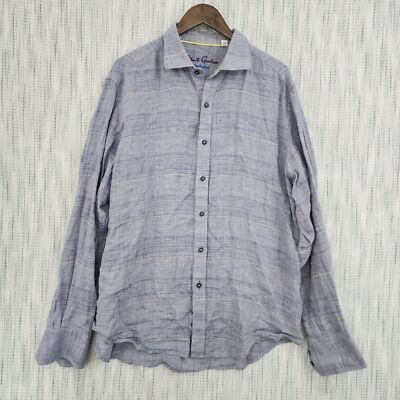 Robert Graham Men's Button down Shirt XL Classic Fit Striped Purple